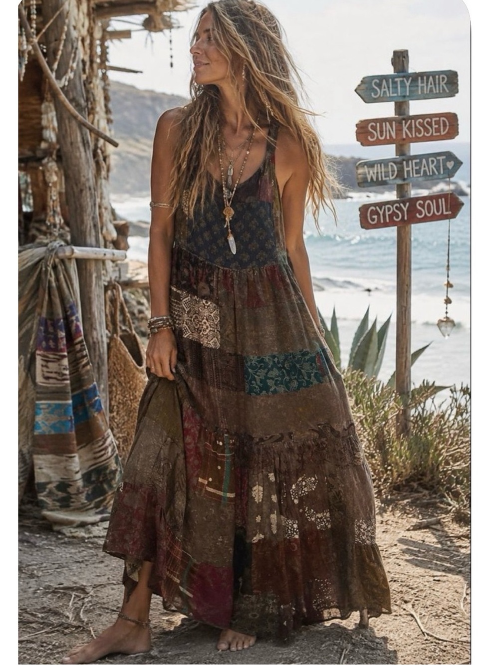 Jaded Gypsy Patchwork Maxi Dress NWT SZ L/XL